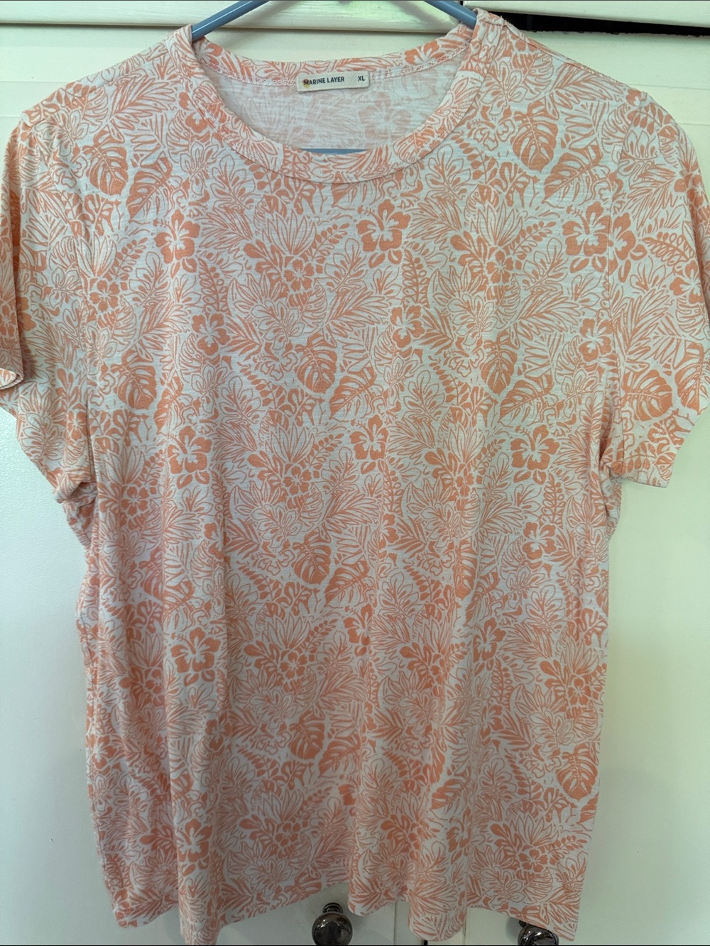 Marine Layer Peach Floral Short Sleeve Tee